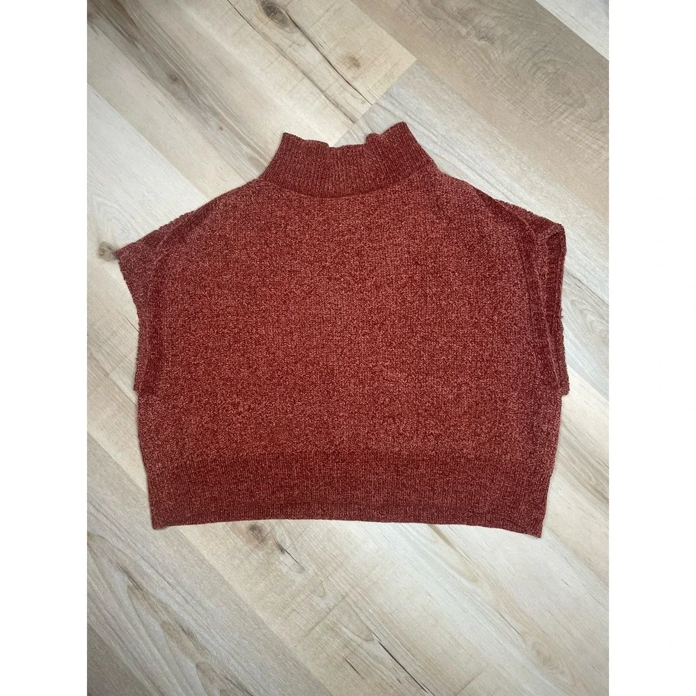Jon & Anna‎ Chenille Sweater Orange Cozy Soft Mock Neck Boxy Size Small